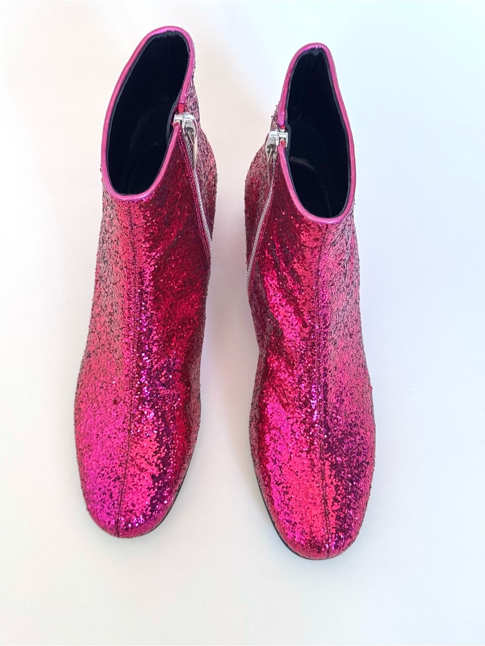 Saint Laurent "Babies" glitter ankle boots in hot pink from the F/W 14 Runway - Picture 5 of 12